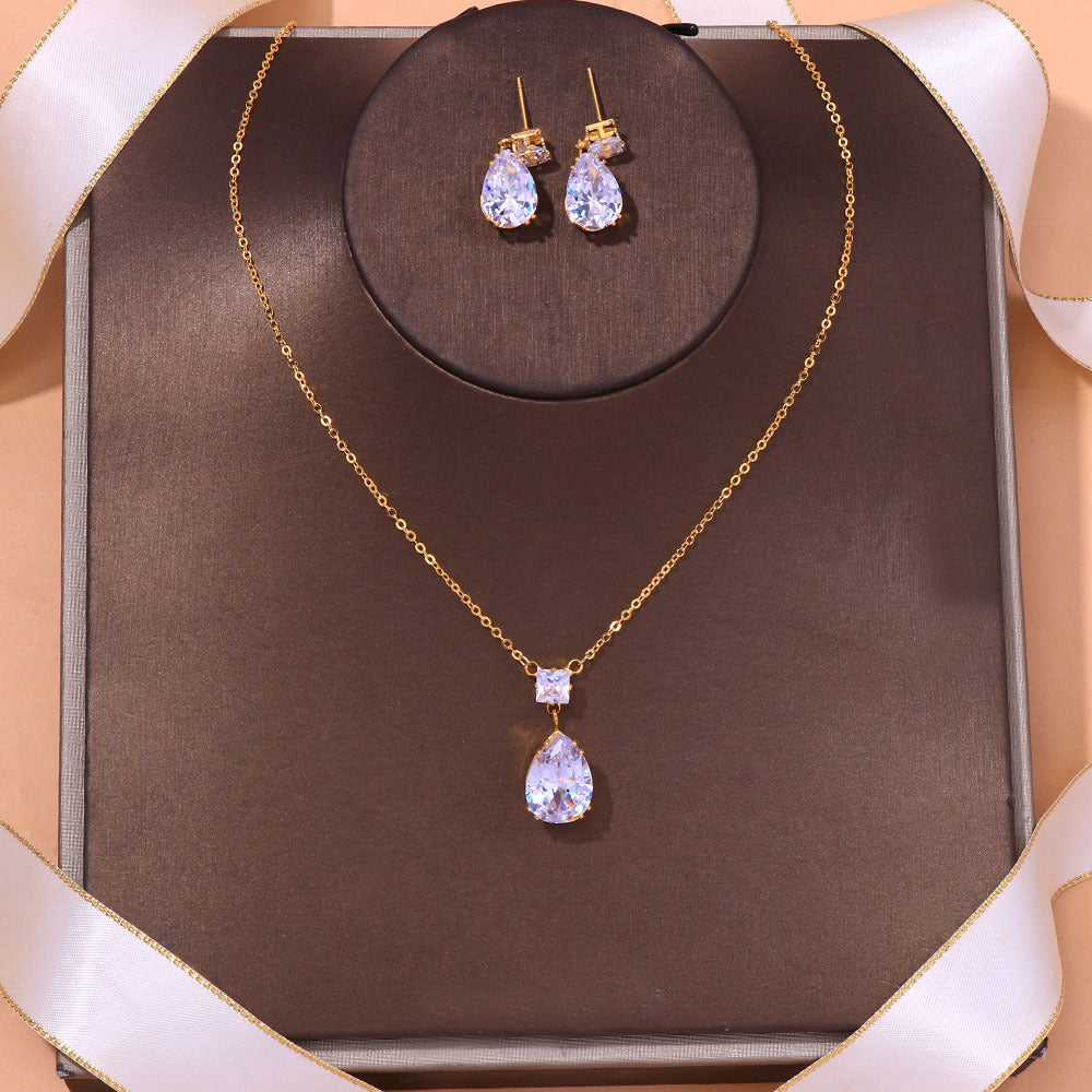 The Golden Tear Set - Necklace & Earrings Duo